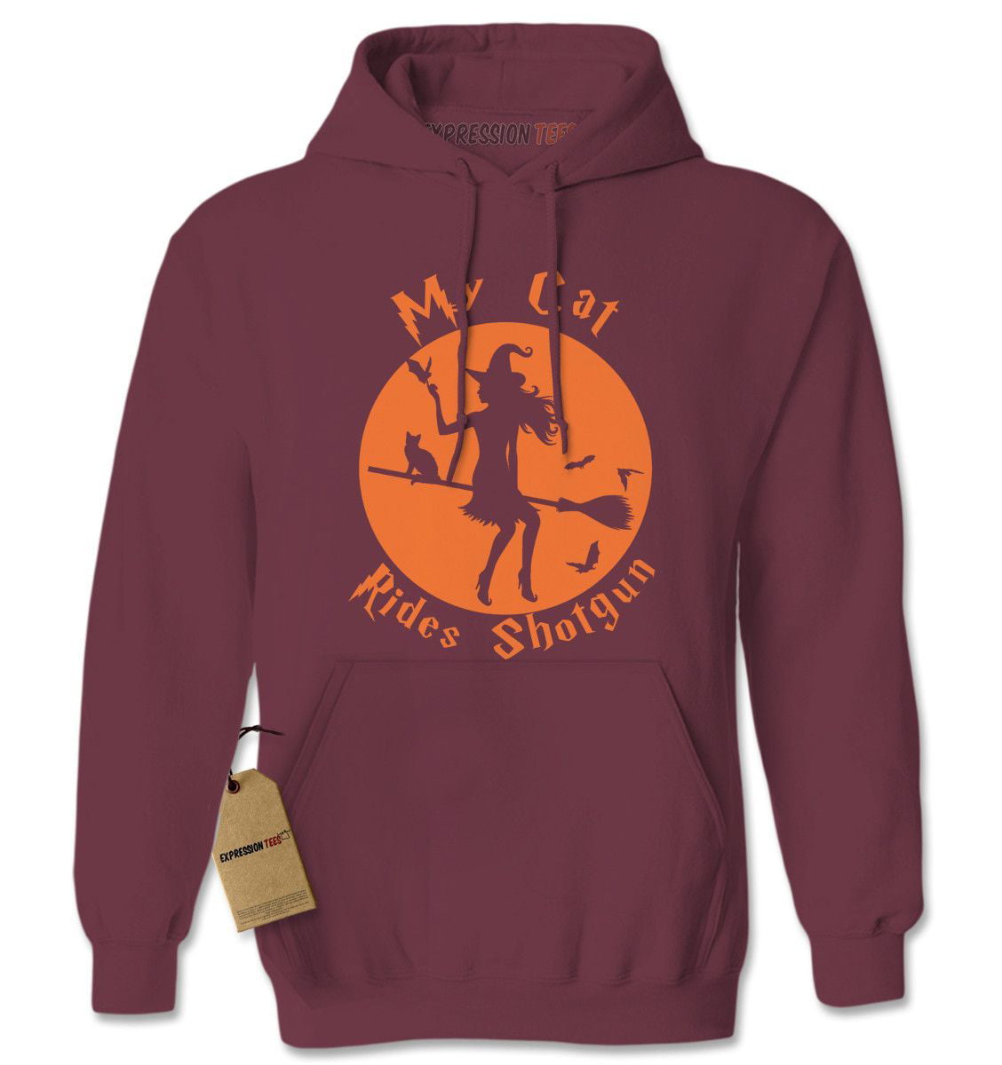 My Cat Rides Shotgun Witch on Broom  Youth-Sized Hoodie
