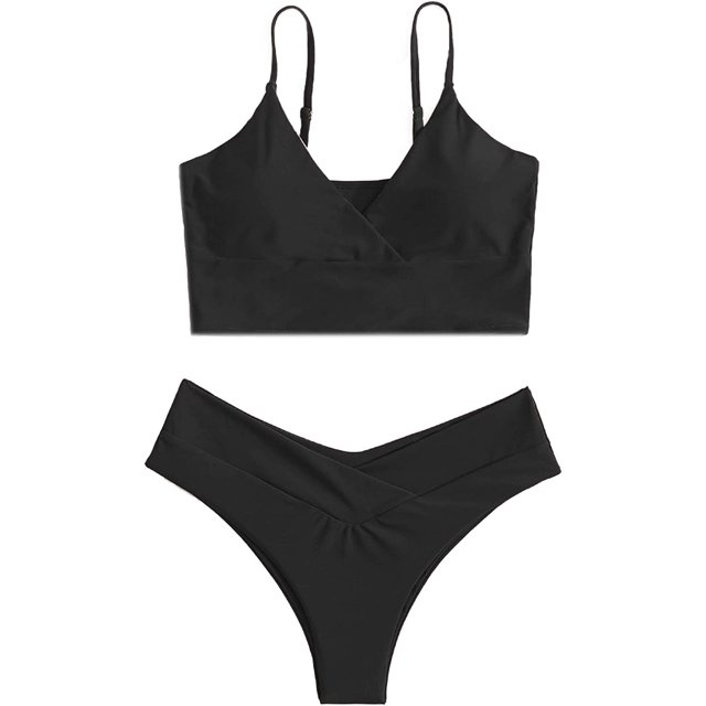 Traje de baño sin mangas con cuello en V para mujer Negro - M Negro - M Xishao ropa