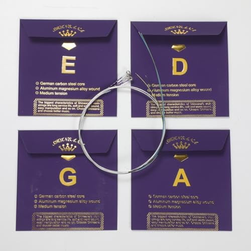 Violin Strings,Violin Strings 4/4 Full Set, Medium Tension - Solid Steel Core, Warm Tone, Economical and Durable – For All Levels