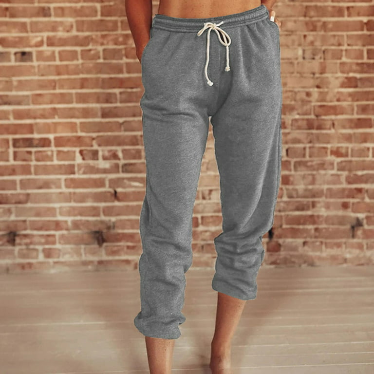 JWZUY Womens Solid Sweatpants with Pockets Drawstring Elastic