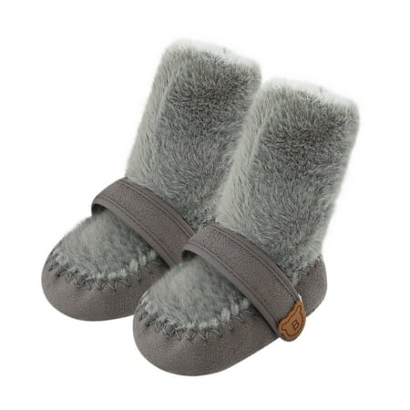 

Baby Toddlers Moccasins Anti-Slip Fuzzy Slipper Boys Girls Indoor Outdoor Winter Warm Shoes Socks