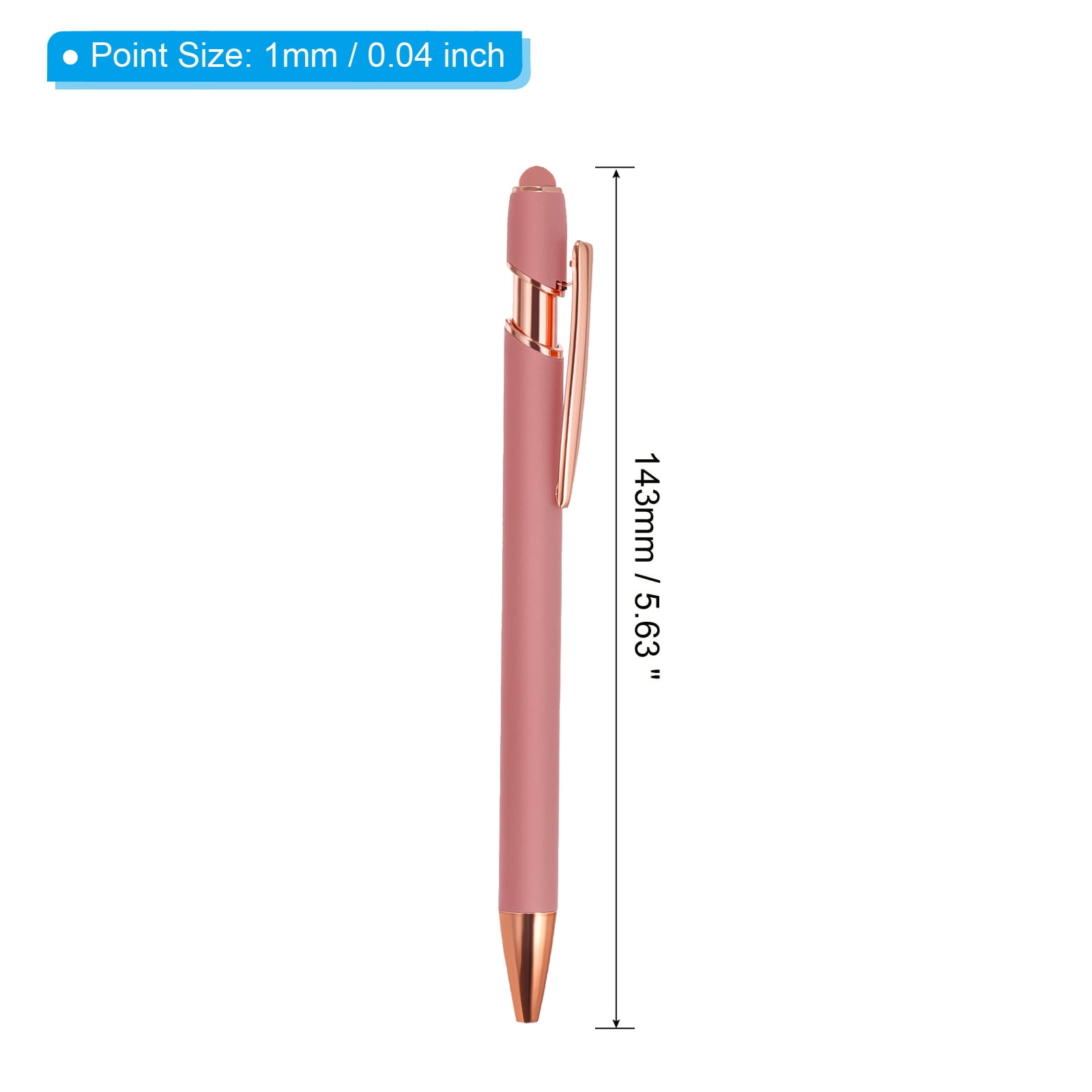 Uxcell Ballpoint Pen with Stylus Tip Metal Pen Black Ink 1.0mm Medium Point Stylus Pen Style 2, Rose Gold 12 Pack