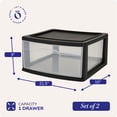 thumbnail image 4 of Homz Plastic 1 Drawer Wide Body Home Storage Cart, Black Frame with Clear Drawer, 2 Pack, 4 of 9