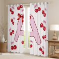 thumbnail image 2 of Feelyou Initial A Letter Blackout Curtains Set of 2 (52x84 Each) for Girl, Red Fruit Cherry Window Curtains, Princess Cartoon Ribbon Curtains and Drapes, Window Curtains Decor, 2 of 6