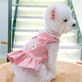 thumbnail image 4 of TELOLY Dog Harness Dress with D Ring Rabbit Patch Lace Princess Puppy Dress Skirt Fall Winter Thick Corduroy Holiday Pet Clothes Dresses for Small Dogs Girl Cat Outfit - M, 4 of 7