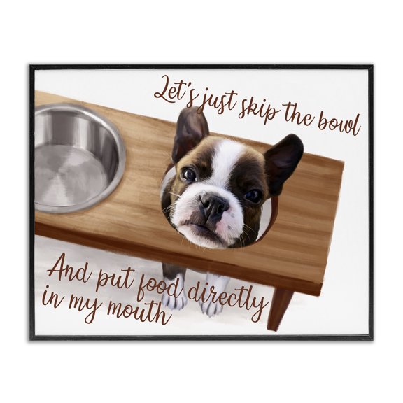 Stupell Industries Eclectic Skip the Bowl Funny Dog Black Framed Giclee Art, 14 x 11, by Ziwei Li
