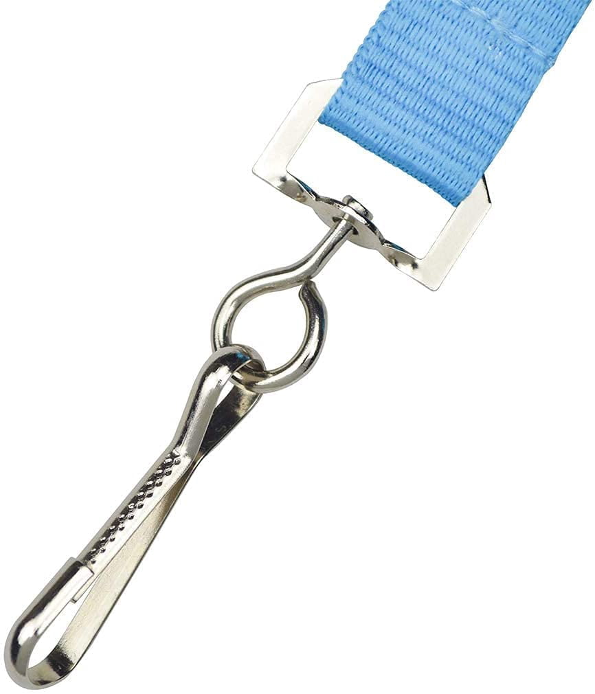 25 Pack - Bright Wide Lanyards for Name Badges with Safety Breakaway Neck Clasp & ID Badge Holder J Clip - Hi Visibility Neon for Name Tag, Keys, Cruise, Student ID by Specialist ID (Neon Sky Blue)