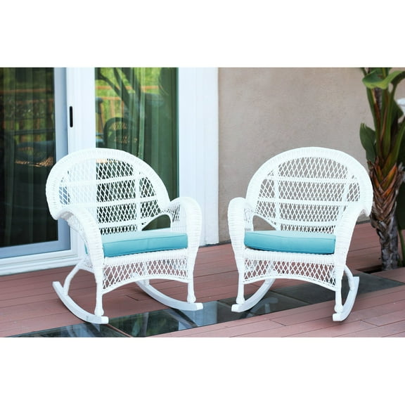 Jeco Santa Maria Wicker Patio Rockers with Optional Cushion - Set of 2