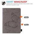 thumbnail image 2 of Fire HD 10/HD 10 Plus Tablet Case (11th Generation, 2021 Release) - Slim Embossed Butterfly Premium Leather Folio Stand Wallet Cover, Gray, 2 of 5