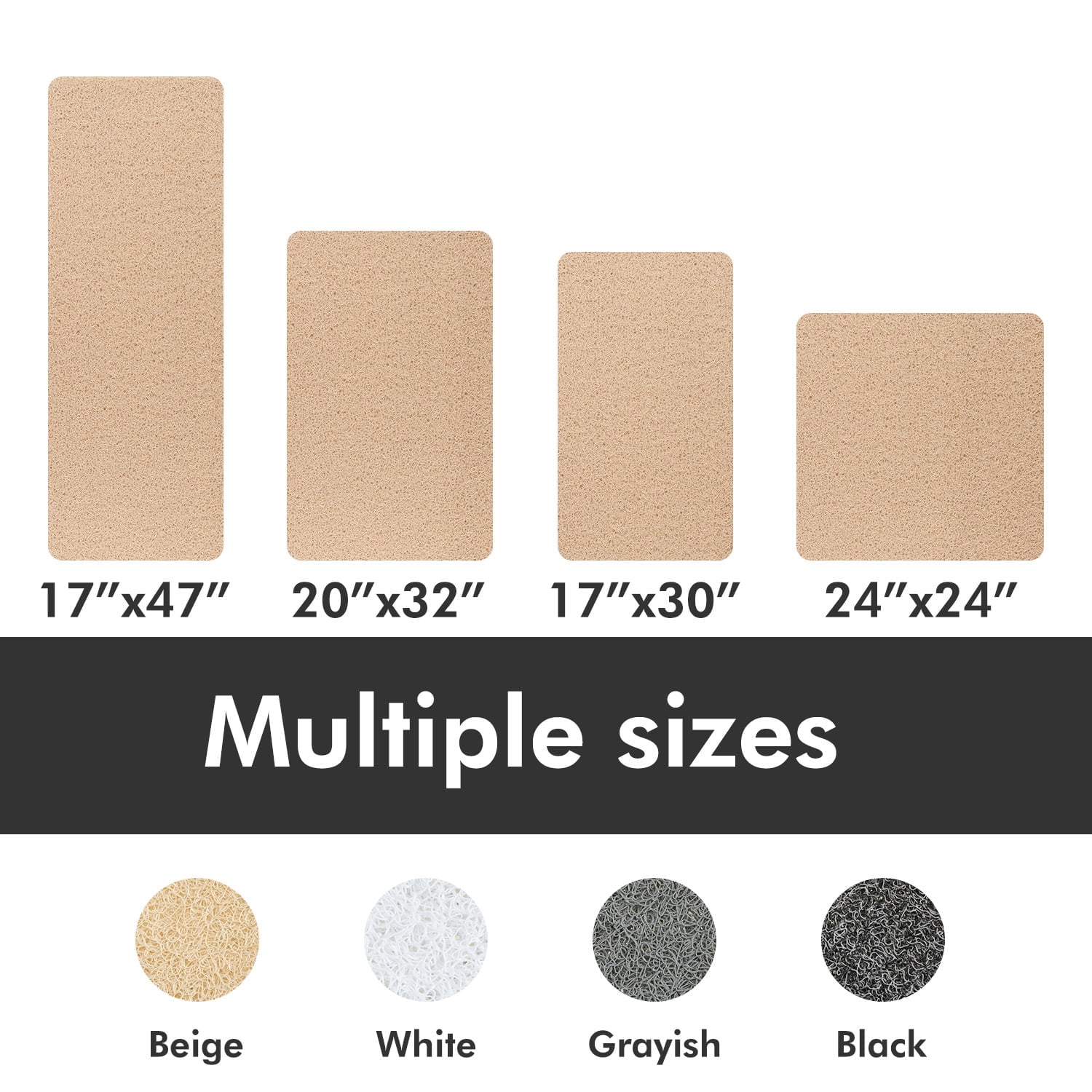 SIXHOME Non Slip Shower Mat 20"x32" PVC Loofah Shower Mats for Bathtub Quick Drying Shower Floor Mat with Comfortable Textured Surface Easy Cleaning Shower Mat for Shower Stall Beige