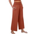thumbnail image 5 of Petite Womens Wide Leg Crop Pants 2026 Summer Smocked Waist Pull On Casual Palazzo Trousers with Pockets Vermilion M, 5 of 6