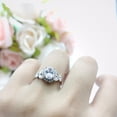 thumbnail image 3 of Oval Art Deco Ring Blue Sapphire CZ 925 Sterling Silver Size 5, 3 of 6