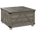 thumbnail image 1 of CoSoTower Table Basse Style Ferme, Table Centrale Carrée avec Couvercles à Rabat, Compartiment de Rangement Caché et Pieds en Bois, Gris Vieilli, 1 of 7