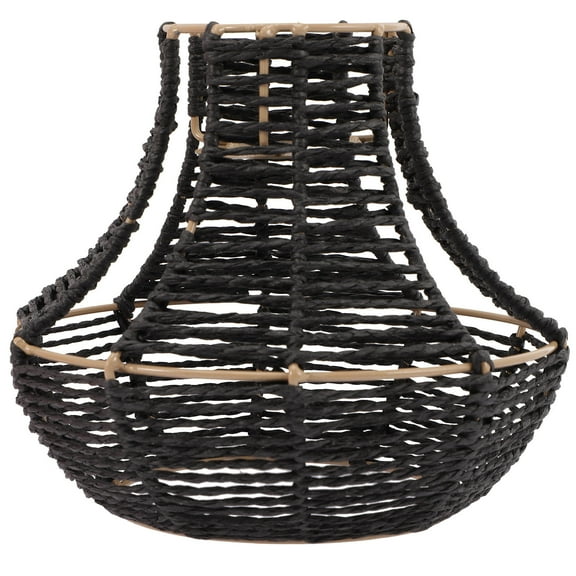 TABLZONE Easy Install Black Decorative Woven Rattan Lamp Shade for Pendant Light