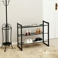 thumbnail image 2 of Xuxu 3-Tier Stackable Shoe Rack, Bronze, Holds up to 12 Pairs of Shoes, 2 of 14