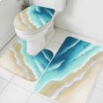 thumbnail image 4 of Abstract Beach Bathroom Rugs Set Teal Blue Beige Ombre Ocean Wave Coastal Sand Non Slip Absorbent Soft Bath Mats 3 Piece Set with Bathroom Rug, U-Shaped Floor Mat, Toilet Seat Cover Small Size, 4 of 9