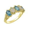 thumbnail image 1 of LBG British Made 10k Yellow Gold Natural Blue Topaz & Opal Womens Eternity Ring - 33 size options - Size 5, 1 of 8