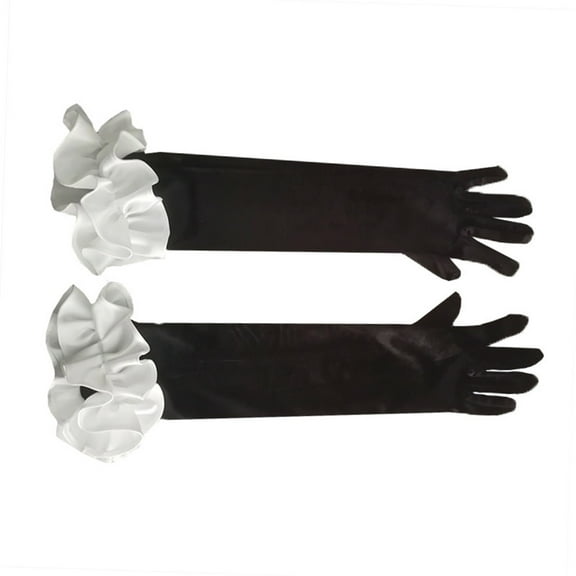 RUISINERY Wedding Gloves Proms Dark Gloves Ruffle Long Gloves for Operas Women Lady Proms Costume Accessories