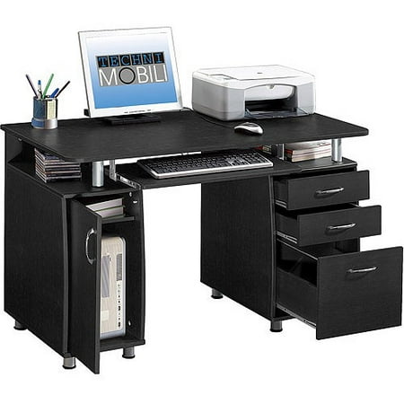 Techni Mobili Super Storage Computer Desk with Storage, Drawers, Espresso