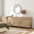 thumbnail image 5 of Mid-Century Modern Wooden Dresser with 9 Wide Drawers, Compact Storage Organizer for Bedroom, Nursery, Hallway, and Living Room, Oak, 5 of 6