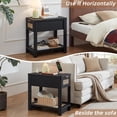 thumbnail image 6 of Eleanor Grace Narrow Night Stand with Charging Station, Boho Nightstand with Drawer, Bed Side End Table with Rattan Shelf for Small Spaces, Wood Nightstands Bedside Tables for Living Room Bedroom, 6 of 9