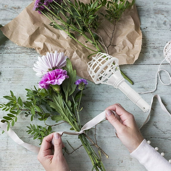WRITWAA Wedding Bouquet Making Supplies Bridal Bouquet Holder White Plastic 12Pcs