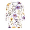 thumbnail image 4 of YUGYXL Plus Size Tshirts for Women 3/4 Length Sleeve Tops Cute Flower Graphic Tees Fashion V Neck Soft Comfy Shirts Sales D Multicolor XXL, 4 of 4