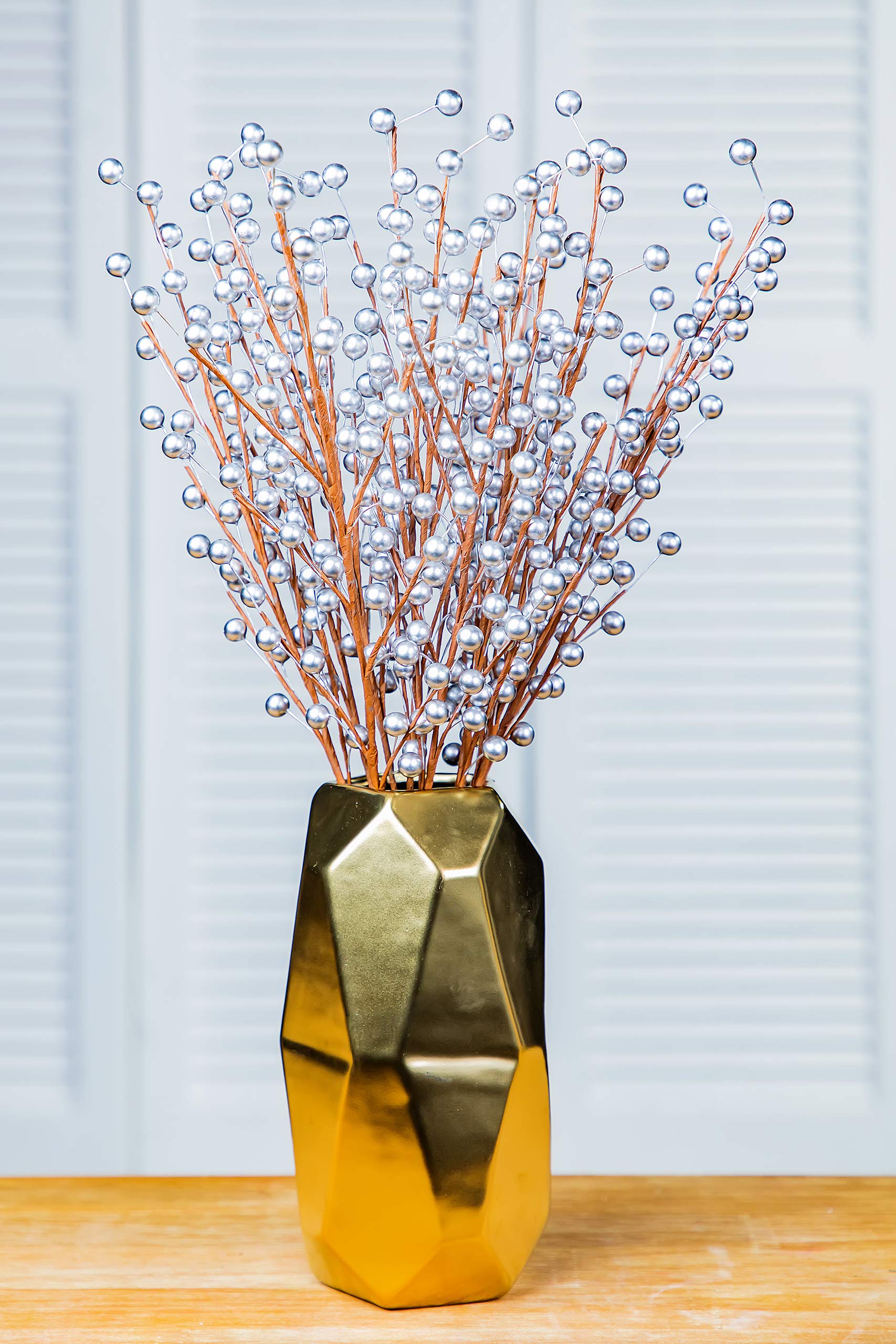 Artificial Berry Sprays Combo with Decorative Vase 12 Sprays and