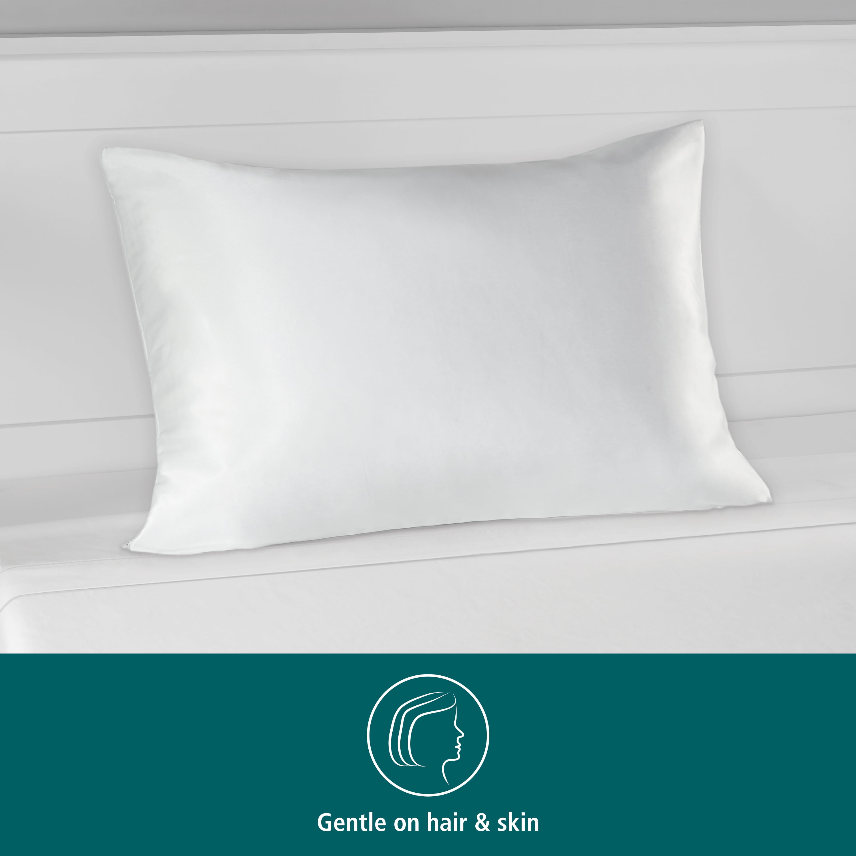 Mainstays Satin Pillow Cover Protector, Standard/Queen - Zippered, Soft, Gentle on Hair (4 Count)