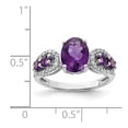 thumbnail image 5 of 925 Sterling Silver Rhodium-plated Amethyst and Oval Diamond Ring Size 7, 5 of 6
