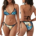 thumbnail image 3 of KLL Ocean View Bedroom Print Bikini Set for Women,String Two Piece Halter Top Triangle Bikini Set with Tie Side Bottom Sexy Swimsuit Bathing Suits, 3 of 5