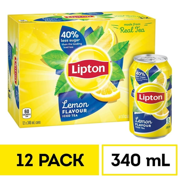 Lipton Lemon Iced Tea, 340mL Cans, 12 Pack, 12x340mL