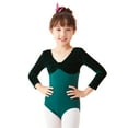 thumbnail image 3 of WOYY Little Girls Ballet Dance Leotard V Neck Long Sleeve Bodysuit Solid Fitness Onesie, 3 of 3