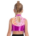 thumbnail image 2 of TiaoBug Kids Girls Dance Crop Top Sleeveless Sparkle Zebra Print Athletic Vest for Gymnastics Stage Performance Hot Pink 6, 2 of 5