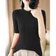 thumbnail image 1 of Suéter fino de otoño para mujer, suéter de manga corta con cuello redondo para mujer, suéter de lana base para mujer, 1 of 6