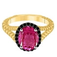 thumbnail image 4 of AoneJewelry 10K Rose, White & Yellow Gold Pink Topaz Black Diamond Ring, 4 of 4