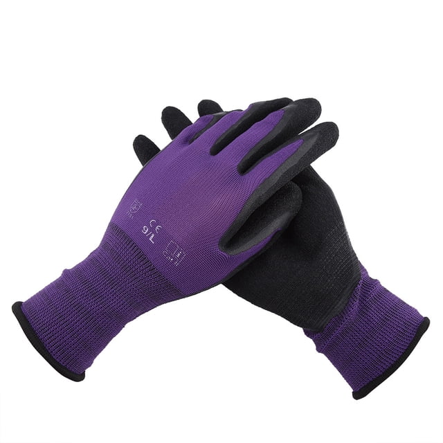 Trabajo de jardinería Guante de trabajo Nylon Nitrilo Látex Agarre de seguridad Guantes resistentes al desgaste (L)