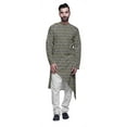 thumbnail image 1 of Atasi Kurta Long d'Été Imprimé de Designer avec Ensemble de Pyjama Blanc pour Hommes, 1 of 3