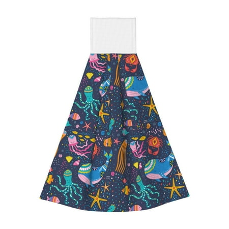 

Horeoi Marine Inhabitants Print Coral Fleece Microfiber Hanging Hand Towel Absorbent Hand Towel Quick Dry Thicken Cleaning Cloths Wipes Rags for Kitchen & Bathroom