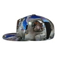thumbnail image 3 of Daiia Astronaut in Outer Space print Flat Bill Hats Flat Brim Trucker Cap Baseball Cap Adjustable Classic Low Profile Hat Unconstructed Plain Cap, 3 of 9