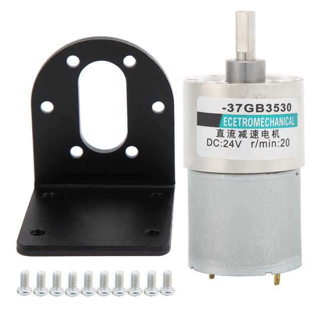 DC Gear Motor Micro Small Low Speed Large Torsion Permanent Magnet 24V XD37GB3530 Bracket(20rpm/min )