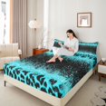 thumbnail image 4 of Homewish Cheetah Print Girl Boy 4pcs Bed Sheets,Black Blue King Sheets,Bling Glitter Super Cozy Sheet Set,Microfiber Bedroom Decor, 4 of 7
