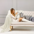 thumbnail image 3 of Unique Bargains Pure Cotton Soft Cable Knit Throw Blanket Beige 70" x 78", 3 of 7