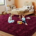 thumbnail image 3 of ZENELESS Fluffy Rugs,6x9ft Wine Red Solid Shag Collection Carpet Perfect for Dining Room, Bedroom, 3 of 8