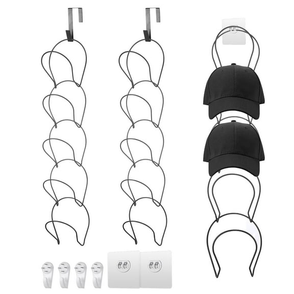 Uxcell Hat Rack Hanger Holder Organizer, Baseball Cap Closet Display Rack Over Door Wall Mounted Cap Holder, Black 2 Pcs