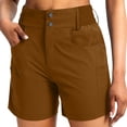 thumbnail image 2 of Plus Size Women's Casual Shorts with Multi-Pockets Soft Stretchy Outdoor Sports Pocket Shorts for Hiking Running Fitness Yoga Long Shorts | UKHCCC,Brown 2XL, 2 of 8
