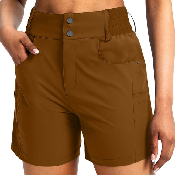 Costeam Womens Multi Pocket Functional Outdoor Hiking Shorts Elastic Waist Loose Fit Lightweight Breathable Casual Athletic Short Pants