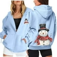 thumbnail image 2 of Womens Christmas Hoodies Casual Print Full Zip Pockets Long Sleeve Hooded Sweatshirt Lined Pullover Cozy Soft Warm Winter Holiday Outfit Graphic Hoodies Sky Blue S, 2 of 6