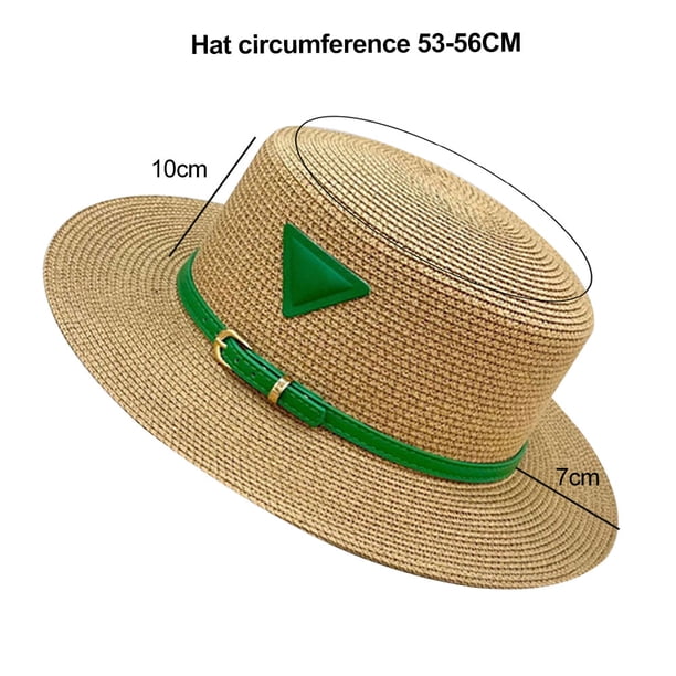 Sombrero de paja para mujer, con circunferencia de cabeza de 58 a 60 cm, estilo retro, plano, para viajes al aire libre, vacaciones