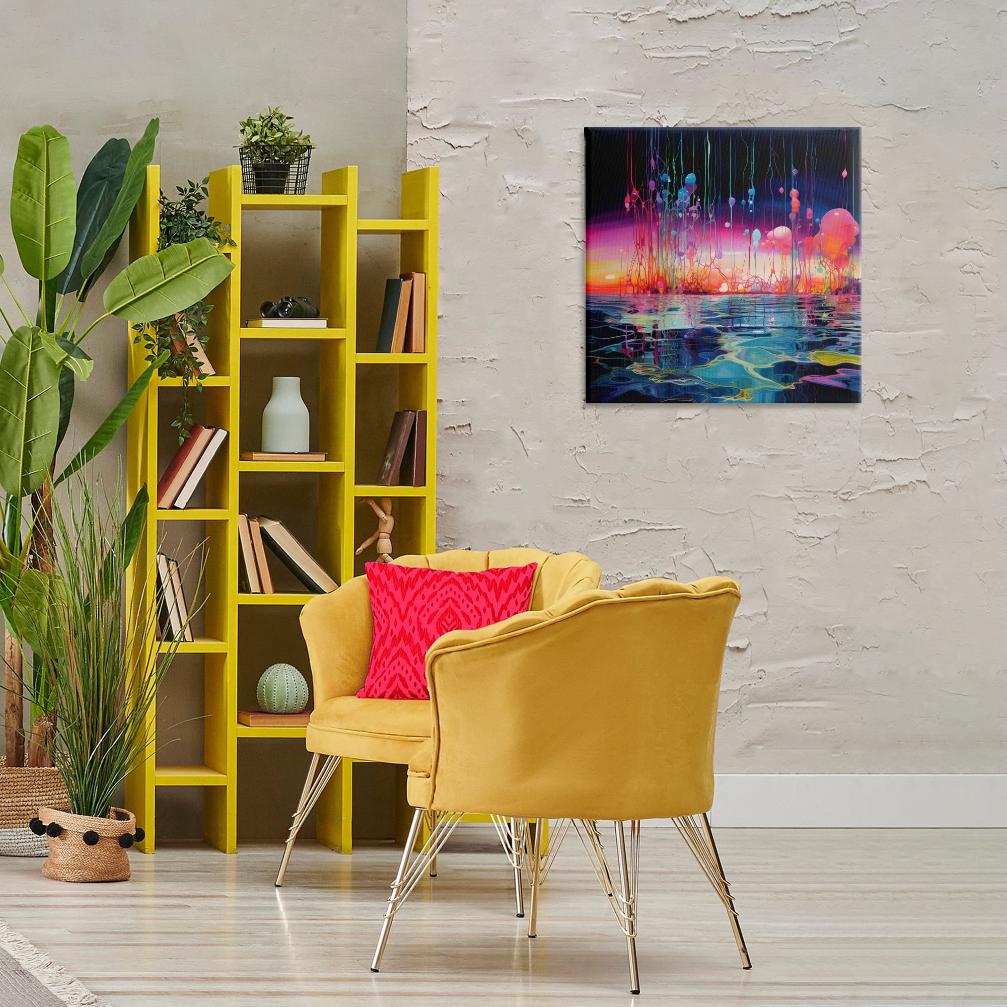 Stupell Industries Abstract Coastal Landscape Abstract Painting Wrapped Canvas Art Print Wall Art, 24 x 24